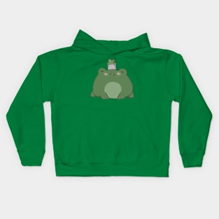 Chibi Frog With Succulent Plant Kids Hoodie